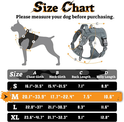 rabbitgoo Dog Harness Medium Sized No Pull, Tactical Service Pet Vest with Molle and Control