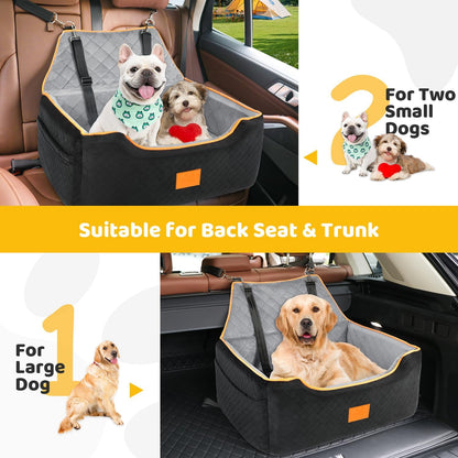 Dog Car Seat for Large/Medium Dog, Booster Seat for Dogs Under 55Lbs or 2 Small, Detachable and