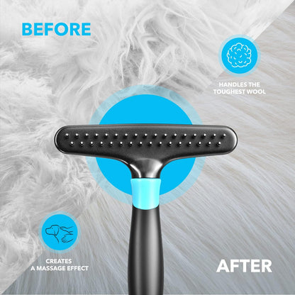 Deshedding Brush - Undercoat Rake for Dogs, Cats, Matted, Short, Long Hair Coats - Double Row