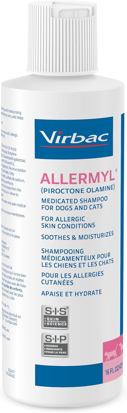 Allermyl Piroctone Olamine Medicated Pet Shampoo - Hypoallergenic Shampoo for Dogs and Cats