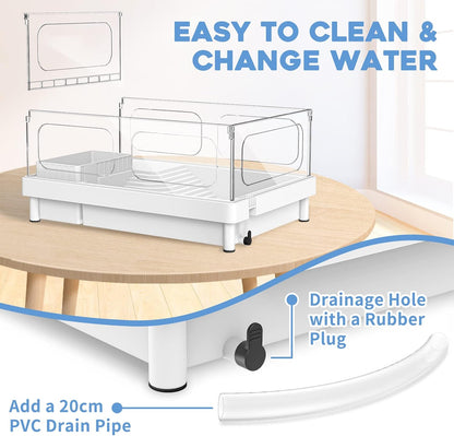 Small Turtle Tank Kit(Tank+Light+Filter), Acrylic Turtle Tank Starter Kit with Bask Platform