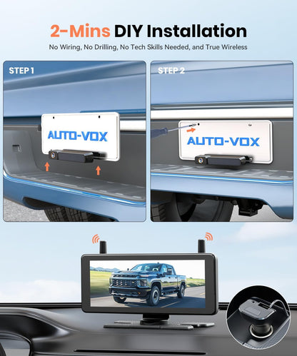 AUTO-VOX 7.2" DVR Portable Solar Wireless Backup Camera:HD 1080P 2 Min Quick Installation Support 2