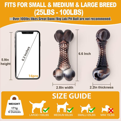 Dog Chew Toys for Aggressive Chewers, 2Pack Large Indestructible Dogs Bone Toy for Small Medium