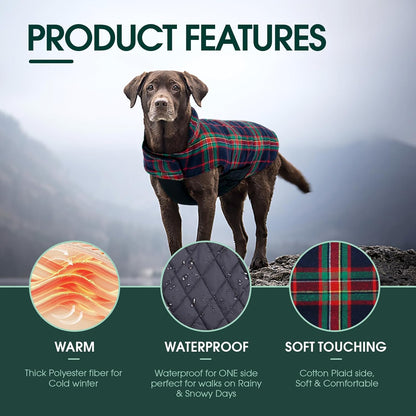 Kuoser Waterproof Dog Coat, Reversible Dog Jacket for Small Dogs, Adjustable Durable Doggie Winter