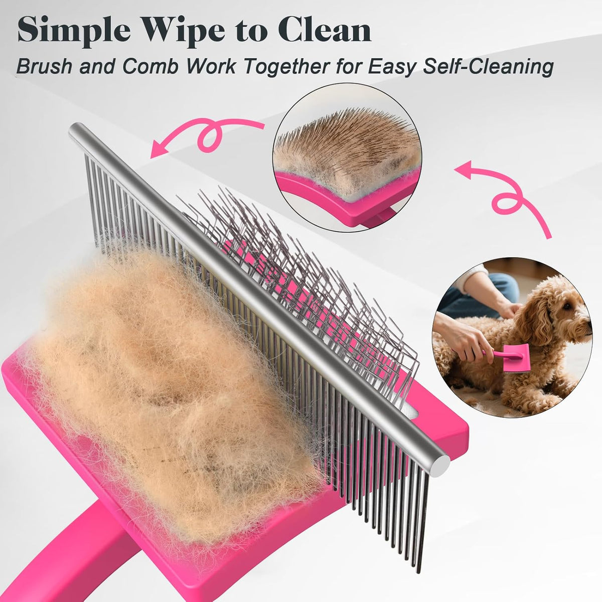 2PCS Slicker Brush for Dogs & Pet Comb,Professional Dog Grooming Brush