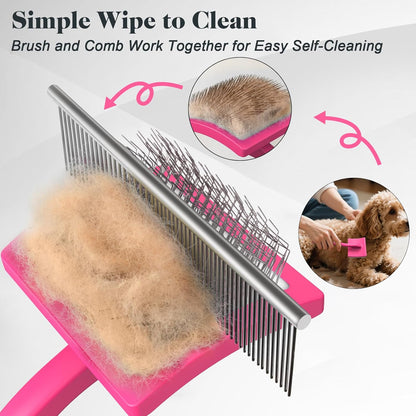 2PCS Slicker Brush for Dogs & Pet Comb,Professional Dog Grooming Brush