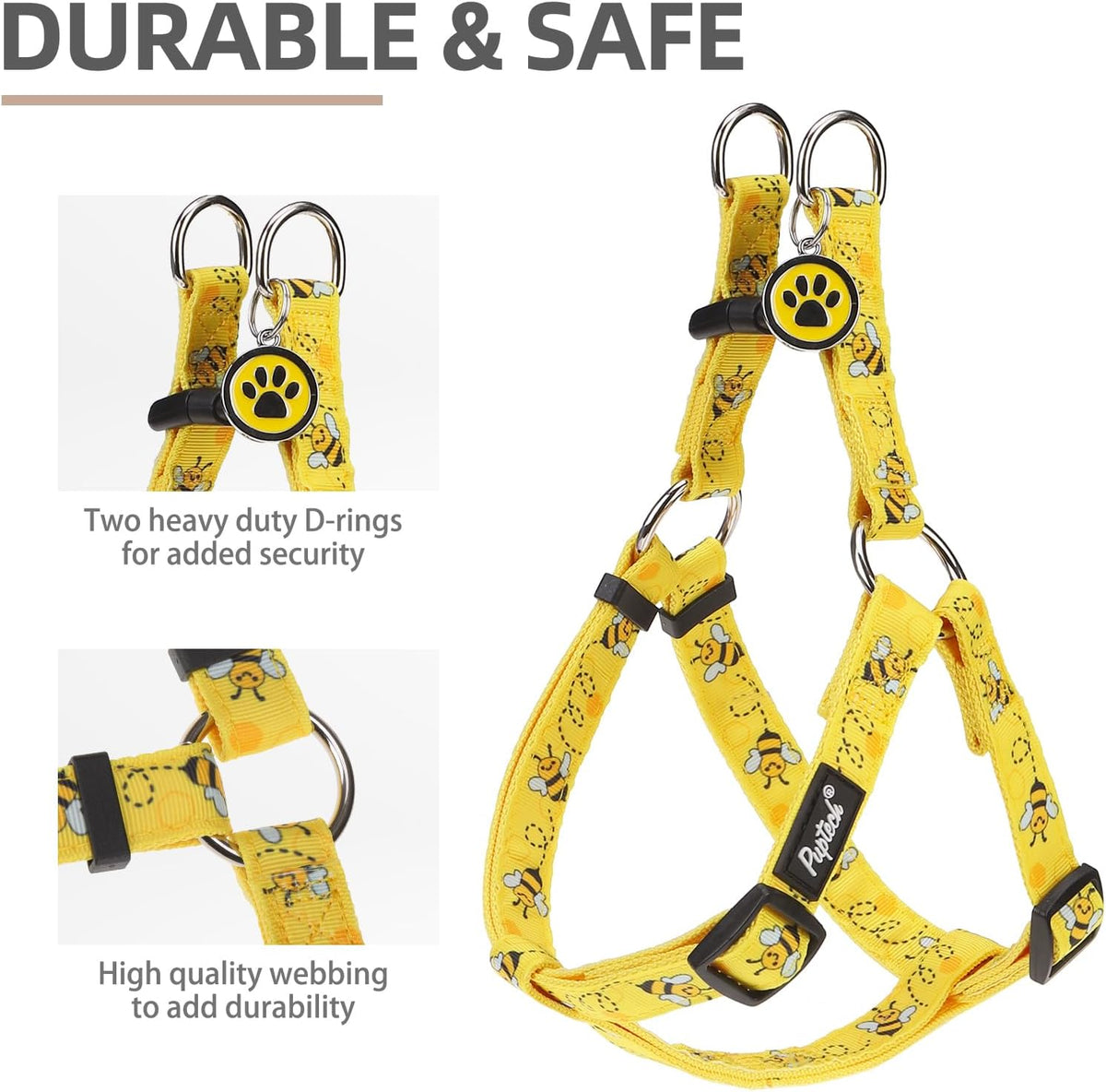 PUPTECK No Pull Dog Harness Soft Adjustable Basic Nylon Step in Puppy Vest Outdoor Walking with ID