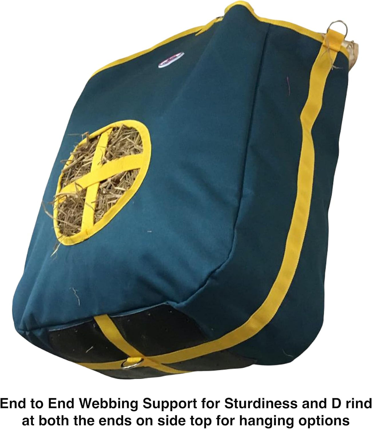 Majestic Ally Nylon Hay Feeder Tote Bag for Horse, Goat, Sheep - Double Sides Open Feed Hole with