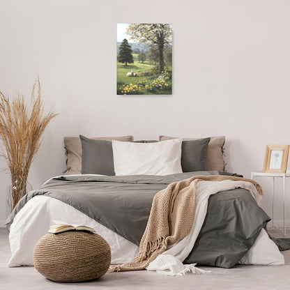 Country Sheep Canvas Wall Decor Farmhouse Rustic Lamb Wildflower Wall Art Nature Countryside