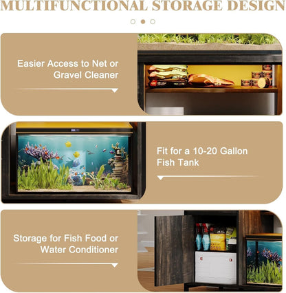 4ever2buy 55 Gallon Fish Tank Stand with LED Light & Power Outlets, 55-75 Gallon Aquarium Stand