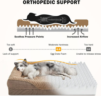 INVENHO Orthopedic Dog Beds Large Sized, XL Washable Egg-Crate Memory Foam Dog Couch with Washable