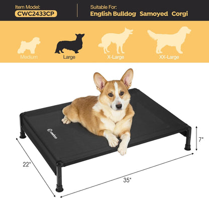 Veehoo Cooling Outdoor Dog Bed, Heavy Duty Elevated Pet Bed with Washable & Breathable Teslin Mesh