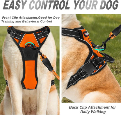 BARKBAY No Pull Dog Harness Front Clip Heavy Duty Reflective Easy Control Handle for Large Dog