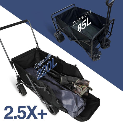 REDCAMP Folding Dog Wagon Cart with Extendable Rear End Heavy Duty, 220L Large Collapsible Utility