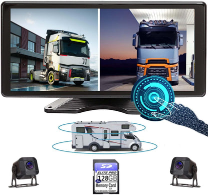 Skid Steer Touchable Screen 128GB Large Audio 1080P 2 Split Image 11 Inch Monitor Backup Camera