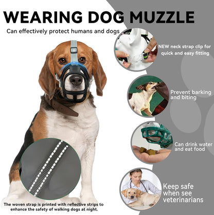 Dog Muzzle, Basket Muzzle for Small Medium Large Dogs, Anti-Biting and Chewing, Lightweight &