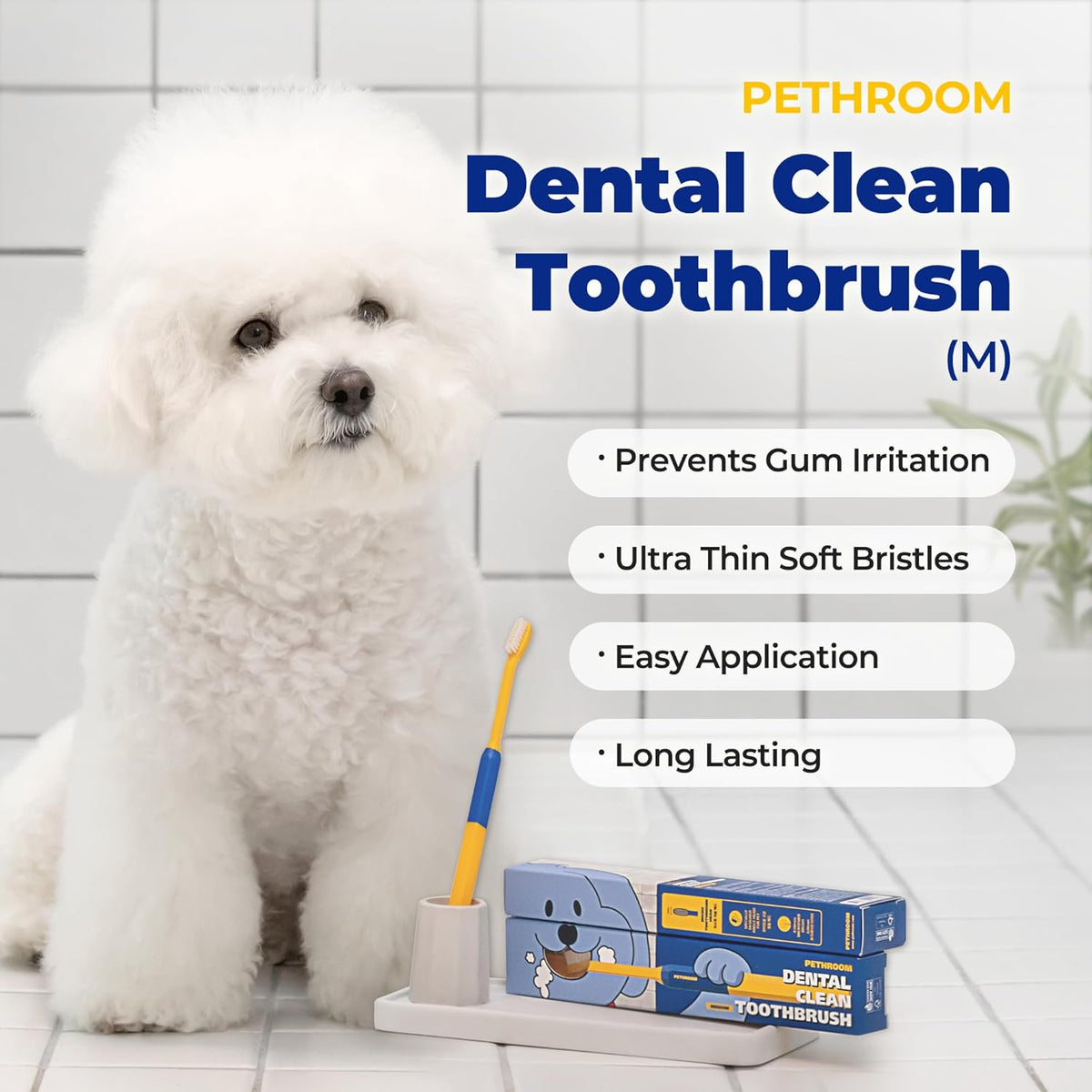 PETHROOM] Pet Toothbrush | Dogs and Cats Teeth Brushing Cleaning Tooth Care | Soft Bristle Cleaning