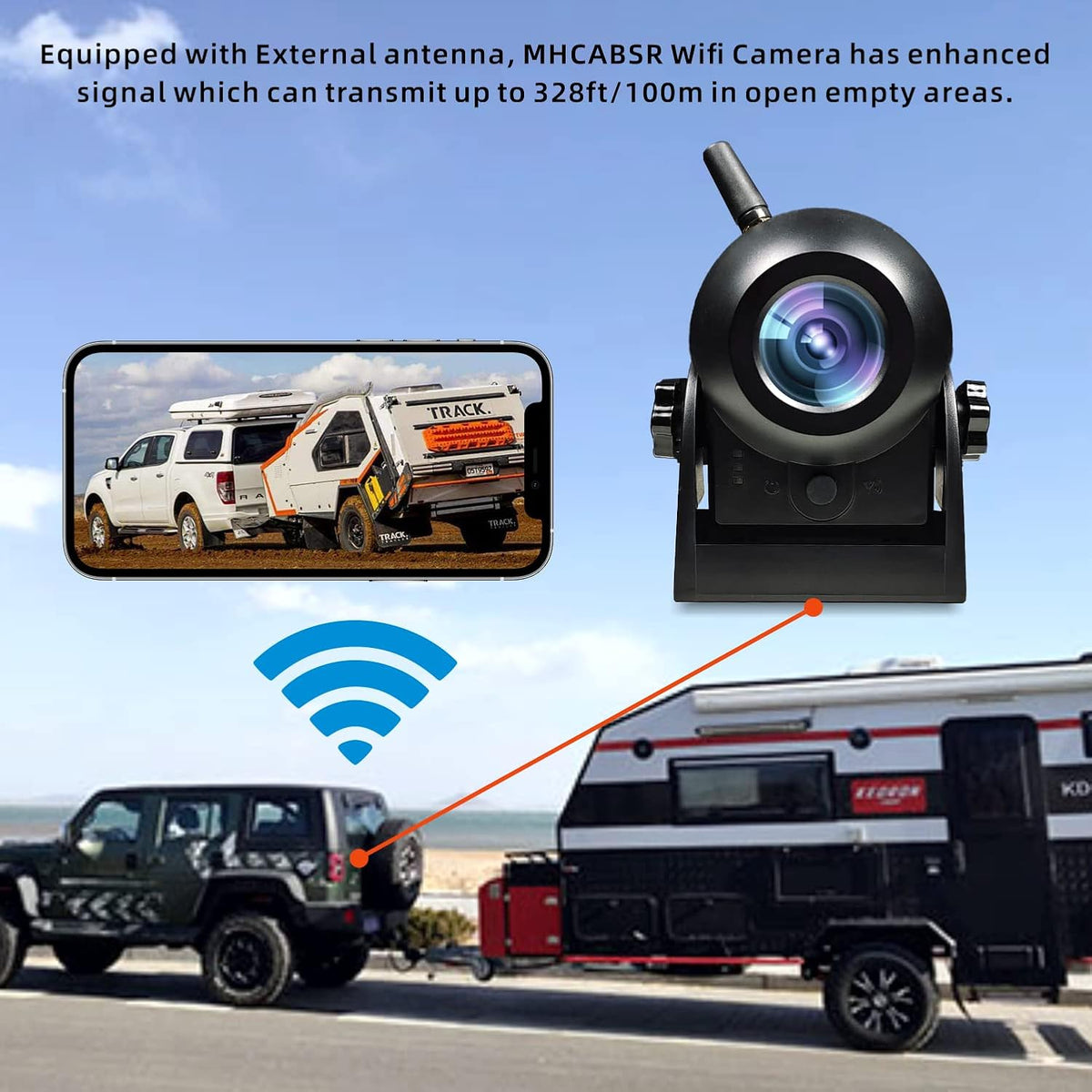 Magnetic Wireless Backup Camera-WiFi Reversing Camera with Rechargeable Battery, IP68 Waterproof