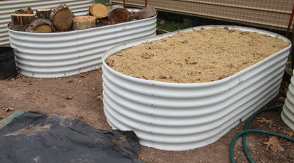 A ANLEOLIFE 8x4x2ft Galvanized Raised Garden Bed Kit, Oval Metal Deep Root Planters for Outdoor