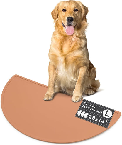 Waterproof Silicone Pet Food Mat - Non-Slip Spill-Proof Feeding Mats for Floors, Raised Edge Design