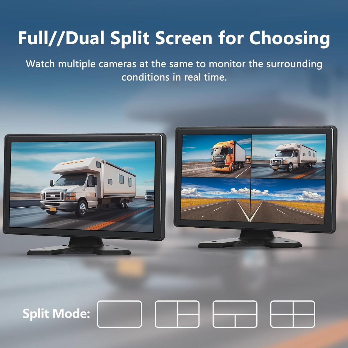 4 Channel Backup Camera System,Touchable 10.26 inch Monitor with DVR Stereo, 64GB Card, IP69