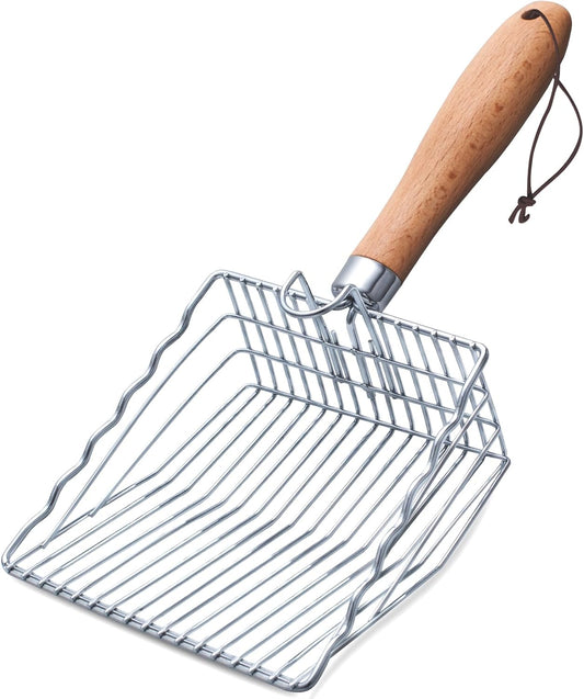 Cat Litter Scoop, Kitty Metal Scooper with Hook and Hole, Stainless Steel Kitten Poop Lifter for