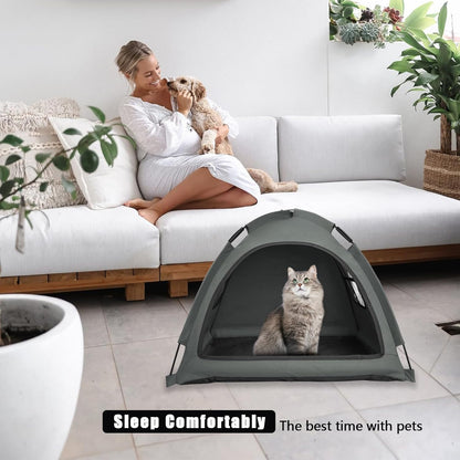 Grey Cat Tent House、Cat's Nest, Portable Indoor/Outdoor Pet Tent House for Cats, Puppies and Other