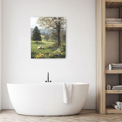 Country Sheep Canvas Wall Decor Farmhouse Rustic Lamb Wildflower Wall Art Nature Countryside