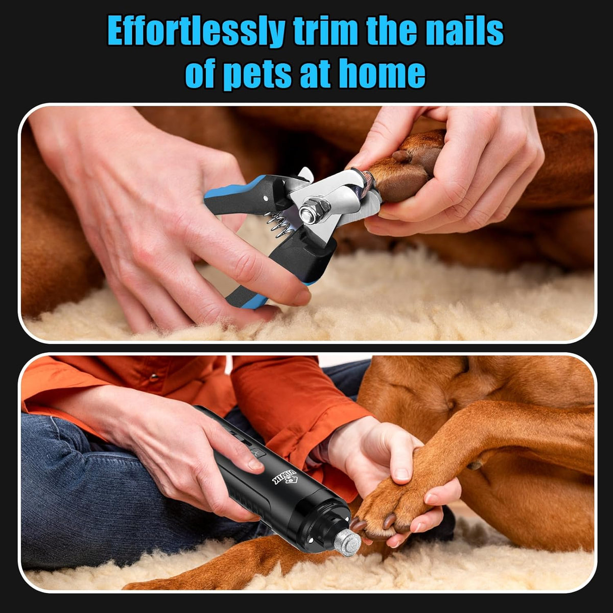 VIWIK Dog Nail Grinder, Dog Nail Trimmers for Large Medium Small Dogs & Cats, Super Quiet Electric