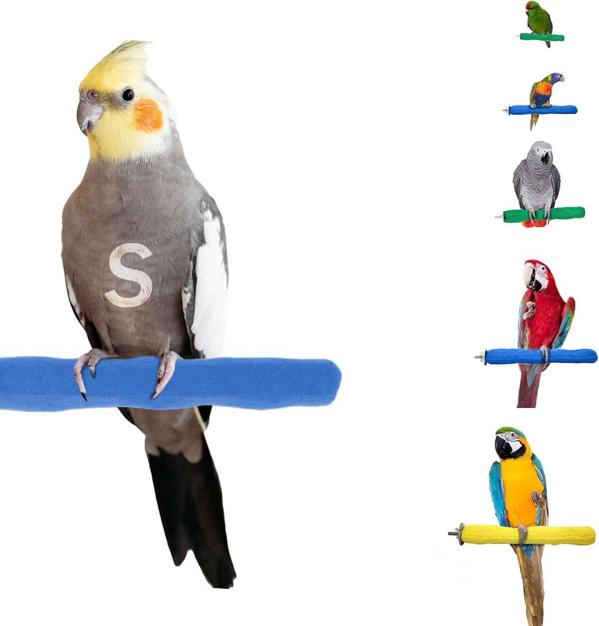 Comfort Grip Safety Perch for Bird Cages - Pedicure Perch for Birds to Keep Nails and Beaks in Top