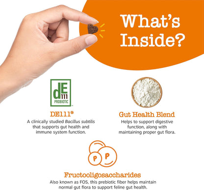 Zesty Paws Probiotic Bites for Cats - Gut Flora & Immune System Support - Cat Supplement with DE111