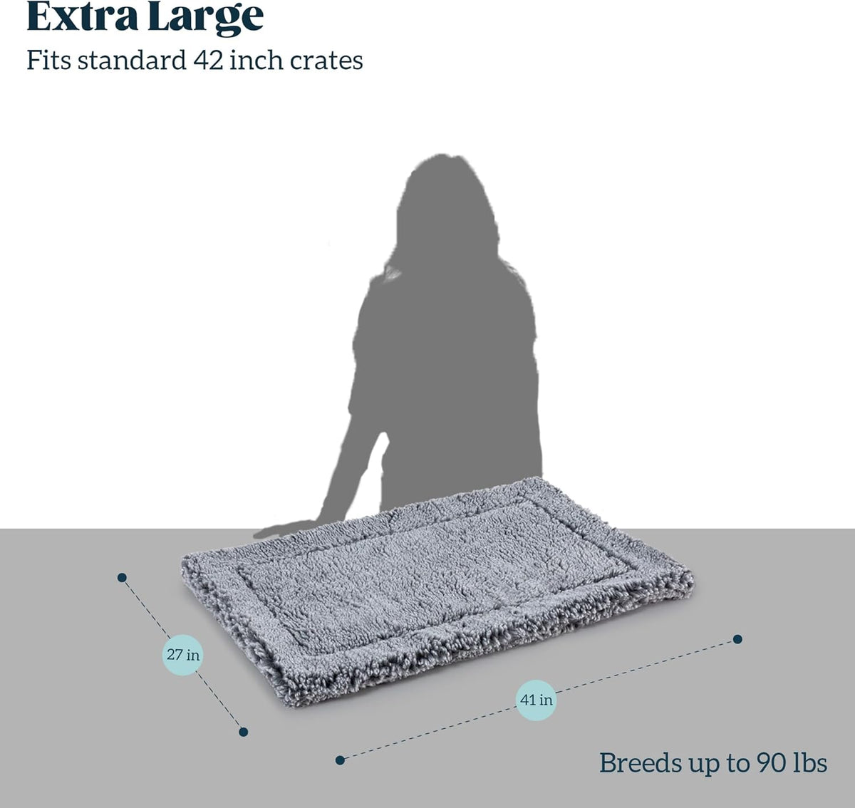 Stoutwool Indestructible Dog Bed - Fluffy Chew Proof Dog Crate Pad - Tough Kennel Pad for