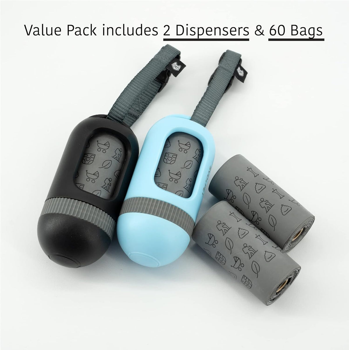 SVD.PET [2-Pack] Retractable Waste Bag Dispensers Gift Set, 2 Pet Waste Bag Holders with 60 large