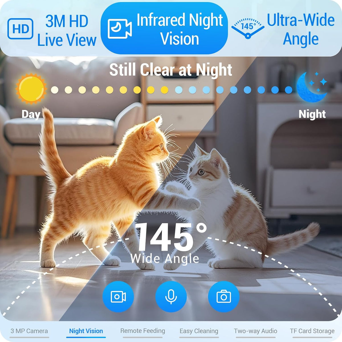 Automatic Cat Feeder with 2K Camera: 5G WiFi Automatic Dog Feeder with Night Vision,Cat Food