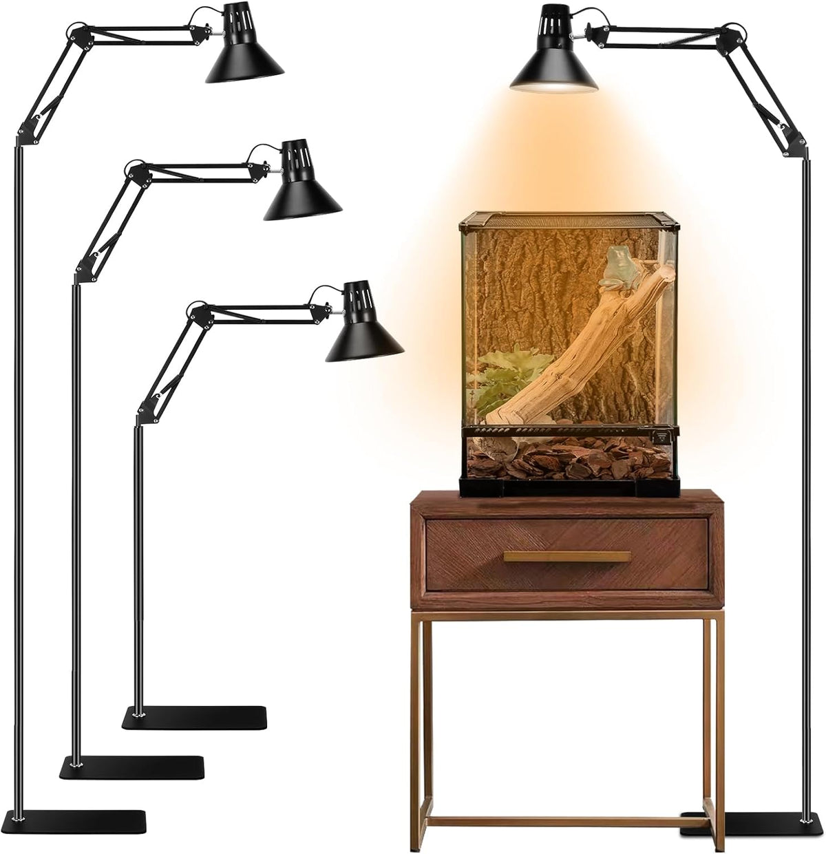 Reptile Heat lamp Reptile Light Fixture with Heat Lamp Stand,Height Range from 15.7inch to 74.3inch