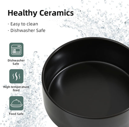 Ceramic 5.1inch Set of 2 Dog and Cat Bowls, Food and Water Feeder for Small Breed Dogs, Kitty