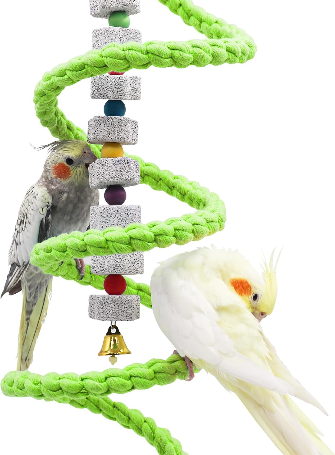 Dnoifne 59 Inches Bird Spiral Rope Perch, Bird Rope Swing Perch, Bird Cage Stand Pole Accessories