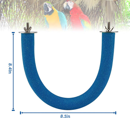 Rypet U Shape Parrot Perch Stand Toy for Paw Grinding Clean Stick Exercise, Rough-Surfaced Quartz