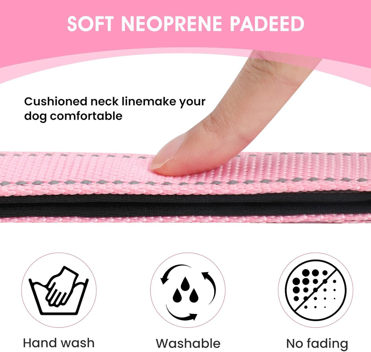 Reflective Dog Collar Padded with Soft Neoprene Breathable Quick Release Basic Dog Collars for