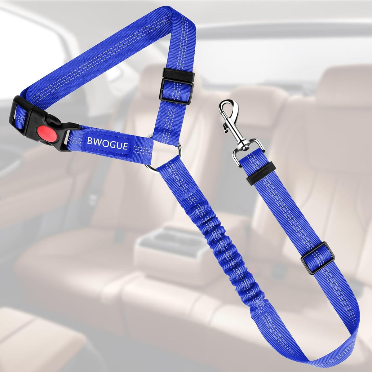 BWOGUE Pet Dog Cat Seat Belts, Car Headrest Restraint Adjustable Safety Leads Vehicle Seatbelt
