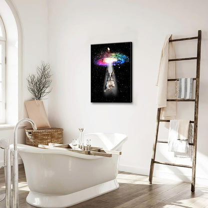 Funny Dog Wall Art Canvas Boston Terrier Wall Decor Prints Framed Painting Bulldog Galaxy Pictures