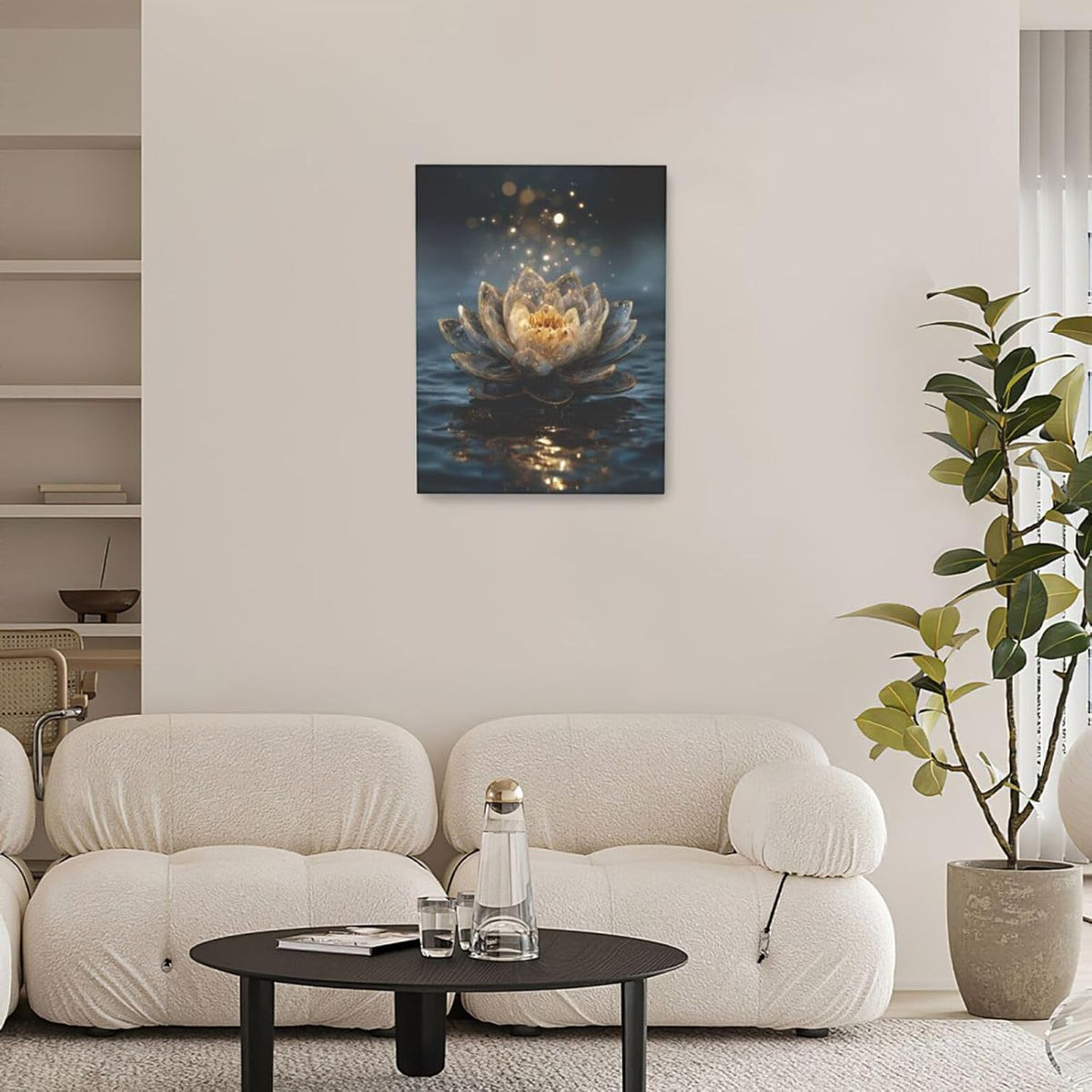 Zen Lotus Canvas Wall Art Mystical Lotus Bloom in Water Aesthetic Pictures Wall Decor Modern