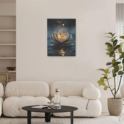 Zen Lotus Canvas Wall Art Mystical Lotus Bloom in Water Aesthetic Pictures Wall Decor Modern