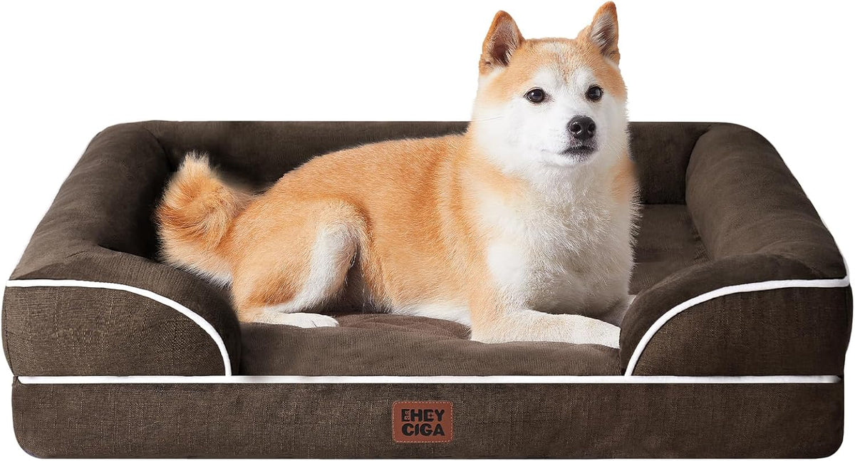 EHEYCIGA Orthopedic Dog Beds for Large Dogs, Waterproof Memory Foam Large Dog Bed with Sides