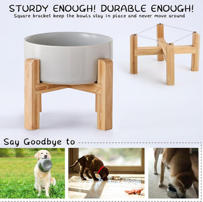 Petygooing Grey Elevated/Raised Ceramic Dog Bowl for Medium and Large Breeds, Dog Food Water Dish