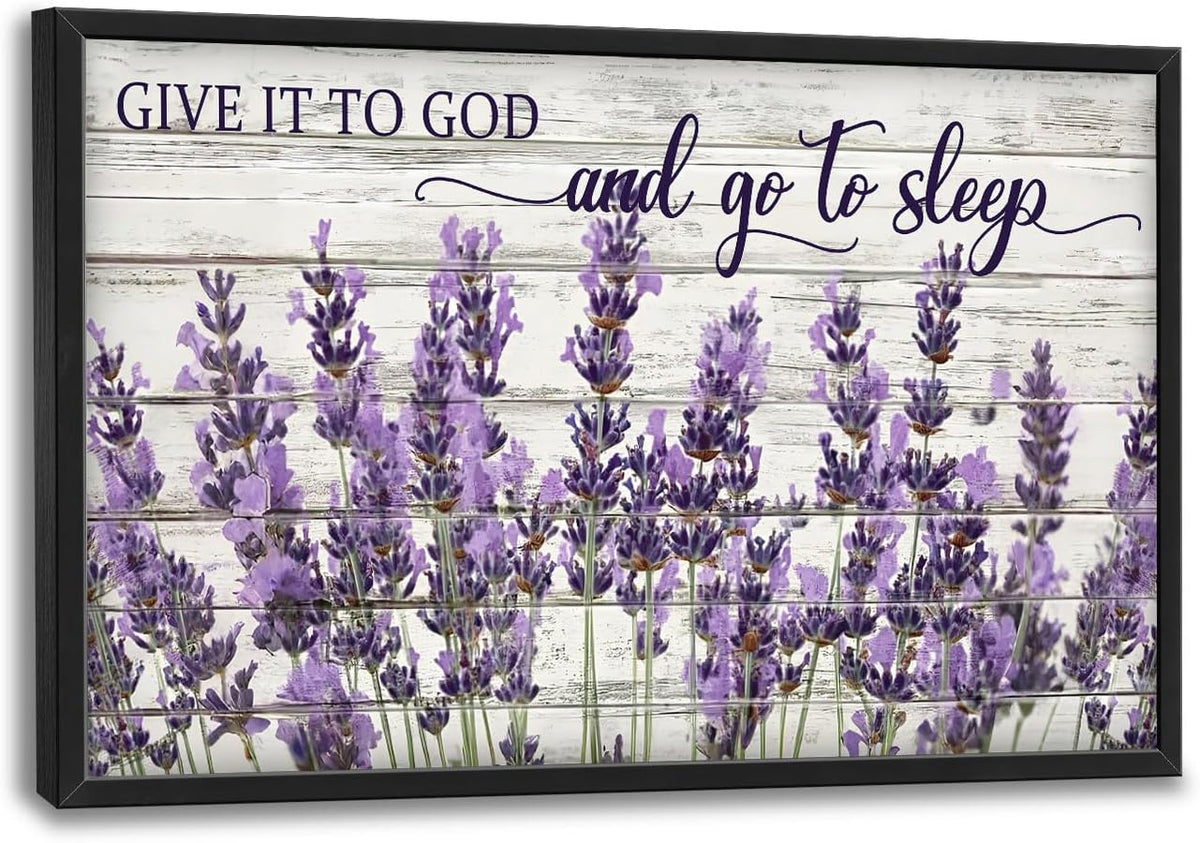 Large Lavender Wall Art for Living Room, Framed Oversized Rustic Floral Wall Decor Christian Give