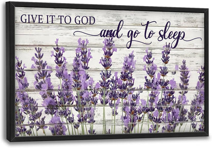 Large Lavender Wall Art for Living Room, Framed Oversized Rustic Floral Wall Decor Christian Give