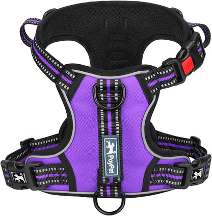 PoyPet No Pull Dog Harness, No Choke Front Clip Reflective Dog Vest with Soft Padded Vertical