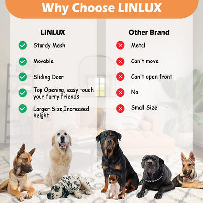LINLUX 47 Inch Large Dog Crate Furniture, Wooden Heavy Duty XL Dog Kennel Indoor, Decorative Dog