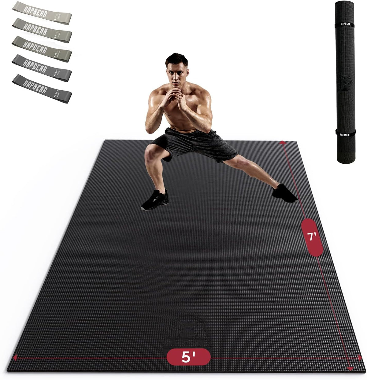 HAPBEAR Extra Large Exercise Mat-7'x5'/6'x8'/6'x9'/6'x10'/6'x12'x8mm(1/3 inch),Non-Slip, Ultra